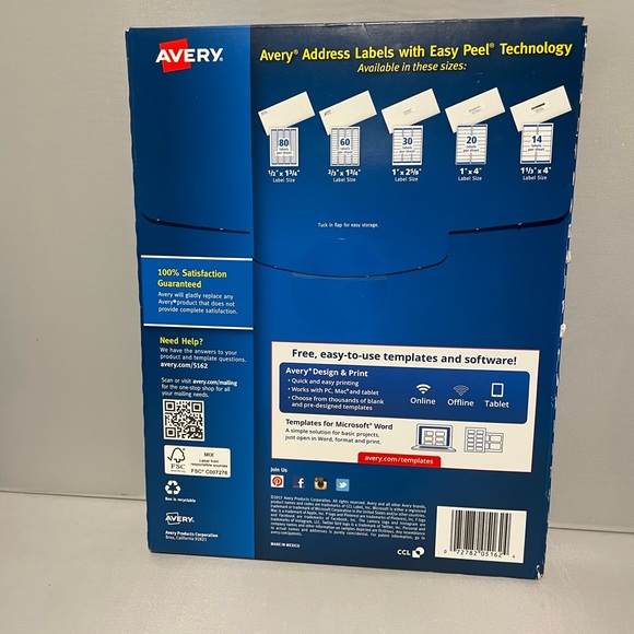 Every Easy Peel Mailing Address Labels Laser 1 1/3 x 4 White 1400/Box 5162 - Picture 2 of 2